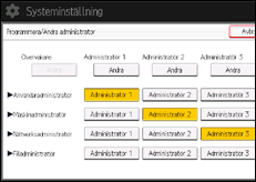 Bild av användarpanelens skärm