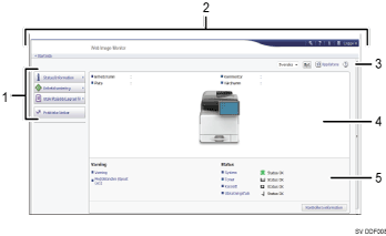 Bild av webbläsarfönster med numrerade detaljer