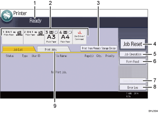 Operation panel screen illustration numbered callout illustration