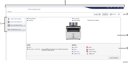 Web browser screen illustration numbered callout illustration