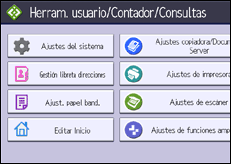 Ilustración de la pantalla panel de mandos