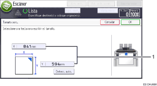 Ilustración con llamadas numeradas de la pantalla del panel de operaciones
