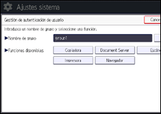 Ilustración de la pantalla panel de mandos