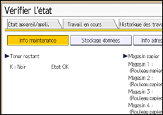 Illustration de l'écran du panneau de commande
