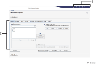 Illustration avec légendes numérotées de l'écran de l'application