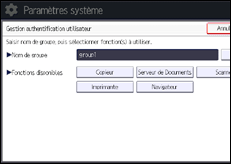 Illustration de l'écran du panneau de commande