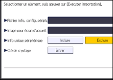 Illustration de l'écran du panneau de commande