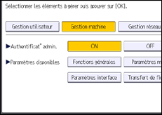 Illustration de l'écran du panneau de commande