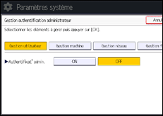Illustration de l'écran du panneau de commande