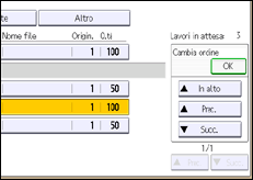 Illustrazione della schermata sul pannello di controllo