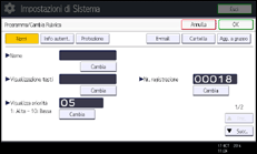 Illustrazione della schermata sul pannello di controllo