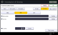 Illustrazione della schermata sul pannello di controllo