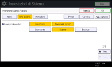 Illustrazione della schermata sul pannello di controllo