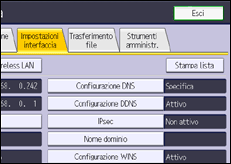Illustrazione della schermata sul pannello di controllo