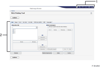 Illustrazione schermata applicazione con didascalie numerate