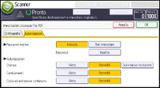 Illustrazione della schermata sul pannello di controllo
