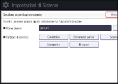 Illustrazione della schermata sul pannello di controllo