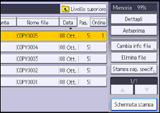 Illustrazione della schermata sul pannello di controllo