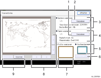 Genummerde afbeelding van het scherm van het bedieningspaneel