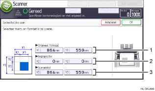 Genummerde afbeelding van het scherm van het bedieningspaneel