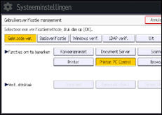 Schermafbeelding bedieningspaneel