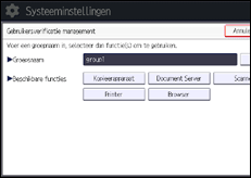 Schermafbeelding bedieningspaneel