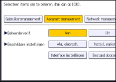Schermafbeelding bedieningspaneel