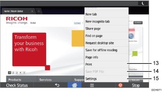 Operation panel screen illustration numbered callout illustration