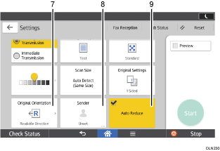 Operation panel screen illustration numbered callout illustration