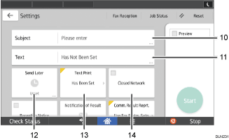 Operation panel screen illustration numbered callout illustration