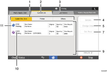 Operation panel screen illustration numbered callout illustration