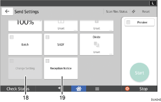 Operation panel screen illustration numbered callout illustration