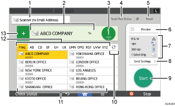 Operation panel screen illustration numbered callout illustration