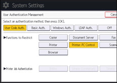 Operation panel screen illustration