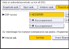 Illustration af displayet på betjeningspanelet