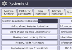 Illustration af displayet på betjeningspanelet