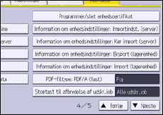 Illustration af displayet på betjeningspanelet