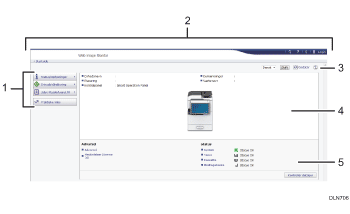 Nummereret illustration af webbrowser-skærm