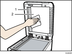 Ilustración del alimentador automático de documentos inverso con llamadas numeradas