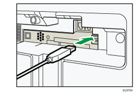 Ilustración de la conexión del cable del interface USB