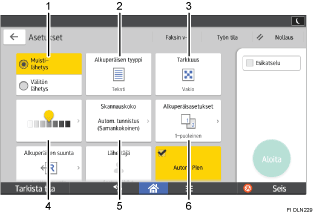 Käyttöpaneelin numeroitu näyttö