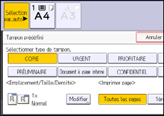Illustration de l'écran du panneau de commande