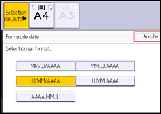 Illustration de l'écran du panneau de commande