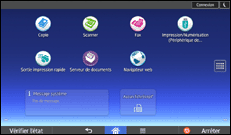 Illustration de l'écran du panneau de commande