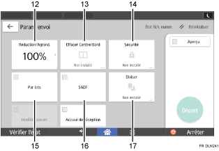 Illustration numérotée du panneau de commande
