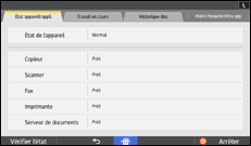 Illustration de l'écran du panneau de commande