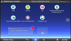 Illustration de l'écran du panneau de commande