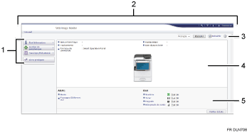 Illustration de l'écran du navigateur Web avec légende numérotée