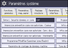 Illustration de l'écran du panneau de commande