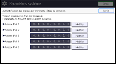 Illustration de l'écran du panneau de commande